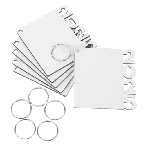 UKCOCO 6 Stück Schlüsselanhänger mit Wärmeübertragung Abschlussfeier Fotorahmen Sublimationsabschlussrohlinge Sublimations-Bilderrahmen-Rohlinge Sublimations-Fotorahmen-Rohlinge Holz Weiß von UKCOCO