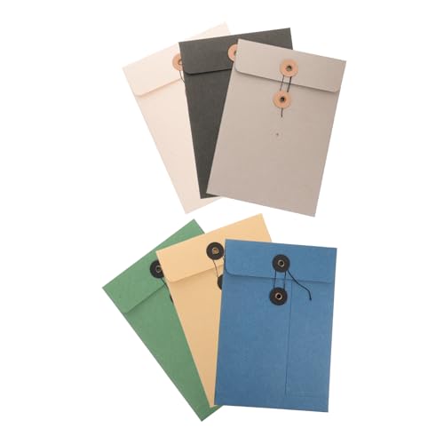 UKCOCO 6 Stück Teiliges Große Papier Dokumententaschen mit Schnurverschluss Praktische Aktenordner für Büro und Schule Leichte und Robuste File Organizer in Elegantem Weiß Kraftbraun von UKCOCO