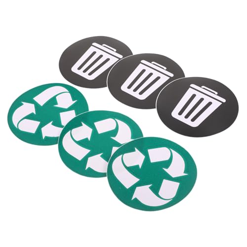 UKCOCO 6 Stück Teiliges Mülltonnen Aufkleber Selbstklebend Recycling Sticker zur Mülltrennung für Haushalt Büro Garten und Bereiche von UKCOCO