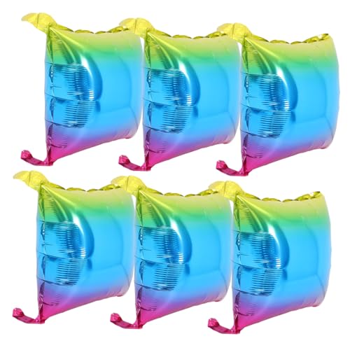 UKCOCO 6 Stück Teiliges Quadratische Folienballons in Farbverlauf Aluminiumfolie Langlebig und Vielseitig für Geburtstags und Babyparty Dekorationen Auffällige Farbübergänge für von UKCOCO
