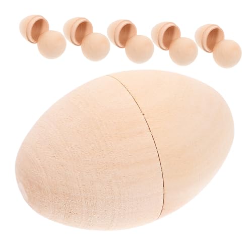 UKCOCO 6 Stück weißes embryoniertes Ei schmücken Eier 6 zählen Ei bemalen unvollendet Ornament-Ei dekorieren unbemalt Holzeier selber machen DIY Osterdekorationen Ostereier aus Holz Khaki von UKCOCO