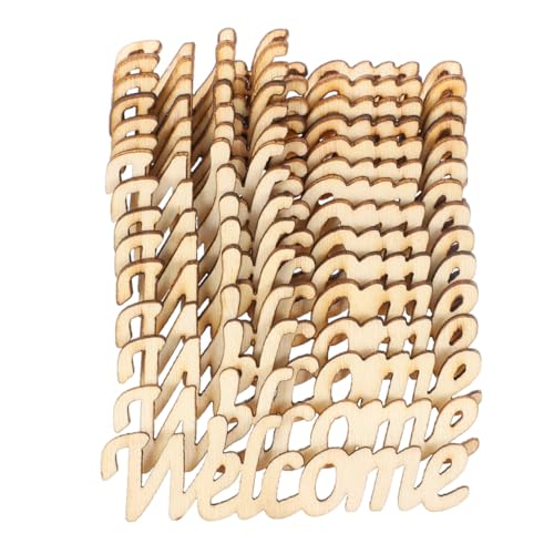 UKCOCO 60 Stück Holz Doodle Holzspäne Heimdekoration Basteln Unfertige Wortausschnitte DIY Holzspäne Kleine Leere Schriftschilder DIY Ornamente Unfertige Holzschilder von UKCOCO
