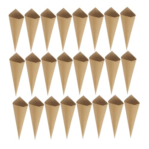 UKCOCO 60 Stück Papierblattkegel Form hochzeit konfetti Hochzeits-Snackkegel favorisieren Konfetti-Halter für die Hochzeit Kegelhalter Blumenstrauß Zapfen Konfetti- Hellbraun von UKCOCO