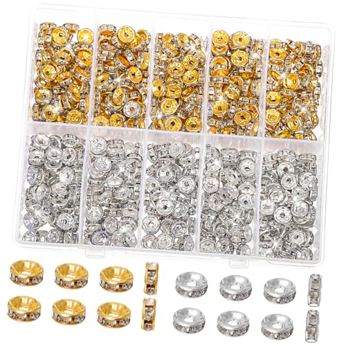 UKCOCO 600Stücke Strass Abstandshalter Perlen für Schmuckherstellung Glitzernde Metallperlen für Armbänder und DIY Projekte Einfach zu Verwenden Elegantes Design Vielseitig von UKCOCO