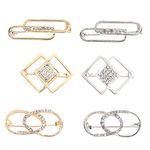 UKCOCO 6Stücke Sicherheitsnadeln und Silber Entleerte Anstecknadeln für Frauen Schmuck für Kleidung und Dekolleté Leicht und Praktisch für Hochzeiten von UKCOCO