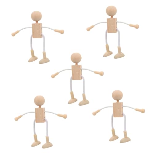 UKCOCO 6Stücke Teiliges Holz Cartoon Figuren Unvollendete Holzpuppen für DIY Bastelprojekte Natürliches Holzspielzeug Kreativität und Fantasie bei Kindern von UKCOCO
