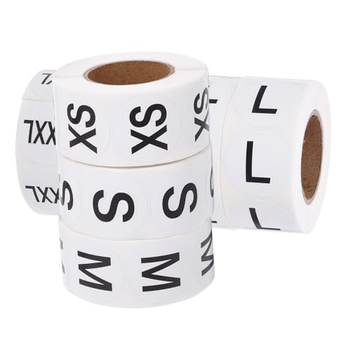 UKCOCO 7 Rollen Selbstklebende Runde Größenetiketten für Kleidung Xs Xxxl Je Farbige Größenaufkleber Langlebige Papieretiketten für Shirts Einfache Anwendung im Einzelhandel und Haushalt von UKCOCO