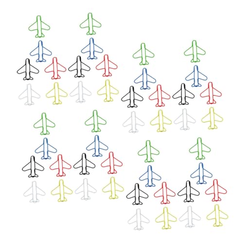 UKCOCO 70 Stück Teiliges Kleine Bunte Büroklammern Flugzeugform Praktische Dekorative Clips für Büro Schule und Organisation Stabile Metallklammern Farben für Notizen und Dokumente von UKCOCO