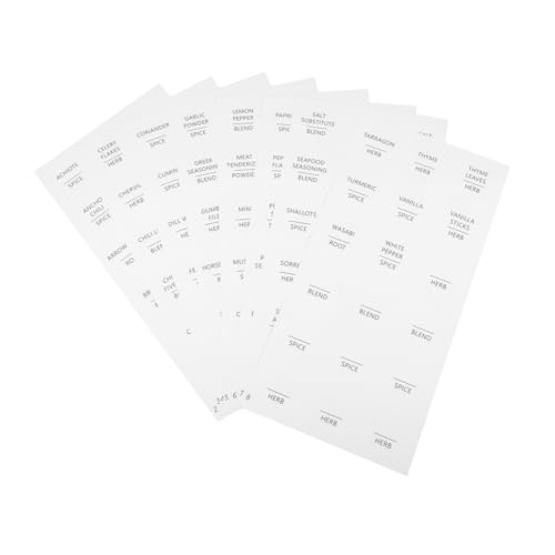 UKCOCO 8 Blatt Wasserdichte Vorbedruckte Minimalistische Runde Gewürzglas Etiketten Küchenaufkleber für Gewürzgläser Kräuter und Vorratsbeschriftung Set zur Einfachen Organisation von UKCOCO