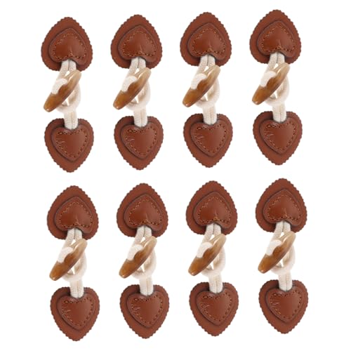 UKCOCO 8 Paare Herzförmige Knebelknöpfe für Mäntel Robuste Stoffknöpfe mit Sicherem Verschluss Vintage Dufflecoat Toggle Buttons Dekorative Jackenknöpfe zum Annähen DIY Accessoires von UKCOCO