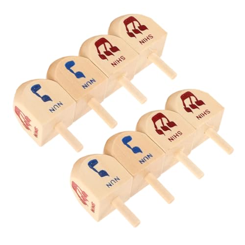 UKCOCO 8 Stück Kreisel Hölzerne Spinning Dreidel-Spiel Chanukka-Dekorationen Im Innenbereich Dreidel Masse Hanukka - Chanukka-Dreidel Kreiselspielzeug Holz von UKCOCO