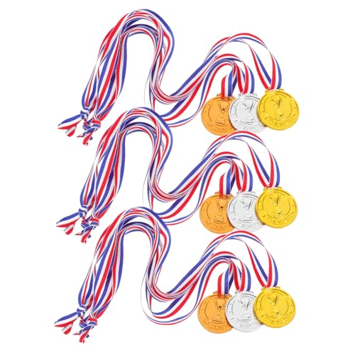 UKCOCO 9pcs Plastikmedaillen Goldene Medaillen Mit Halsband Für Sportwettbewerb Talent Show Games Party Gefälligkeiten von UKCOCO
