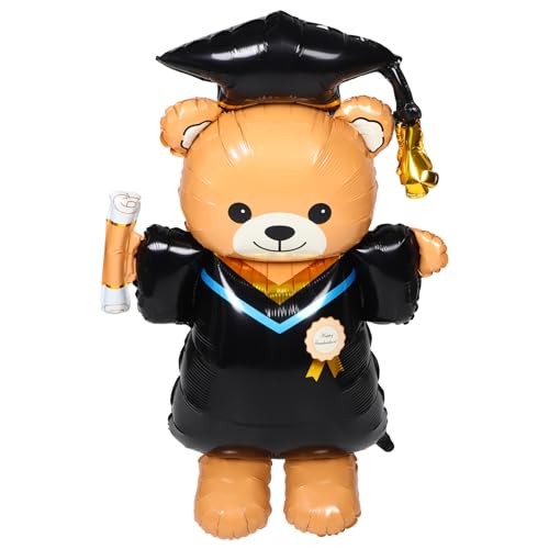 UKCOCO Abschlussbärballon Hochzeitsbärenballons Abschluss Folienballon Abschlussblattables Abschluss Aufblasbare Dekorationen Ballons Der Abschlusssaison Grad Ballons Aluminiumfolie Black von UKCOCO