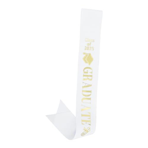 UKCOCO Abschlussfeier Träger Abschlussband Schärpe Glückwunsch Partyzubehör Abschlussdekoration Abschlusskleid Schärpe Glückwunsch Schärpe Abschlussfeier Partygeschenke Satin Weiß von UKCOCO