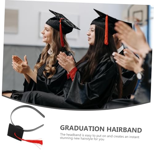 UKCOCO Abschlusskappe Stirnband Dekorationen Abschlussdekoration Blau Abschlussstirnbänder Funkeln Kappe Mini-abschlusshut-stirnband Dein Abschlusskappe Stirnbandeinsatz Rot Polyester von UKCOCO