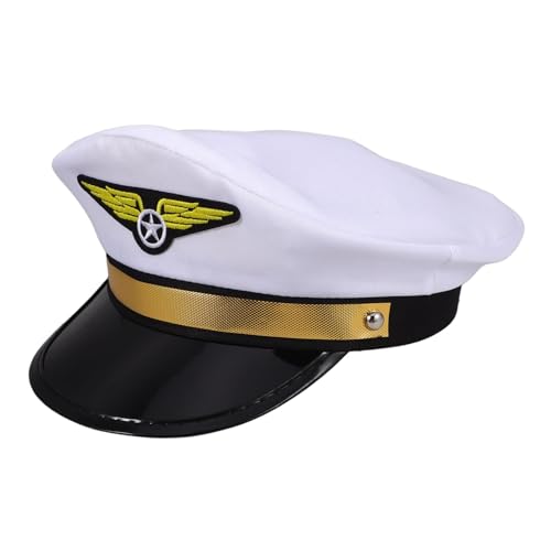 UKCOCO Airline-pilotenmütze, Verkleidungsmütze, Airline-pilotenmütze Für Kinder Und Erwachsene, Verstellbare Uniform-kostümmütze Für Halloween, Cosplay Und Maskerade von UKCOCO
