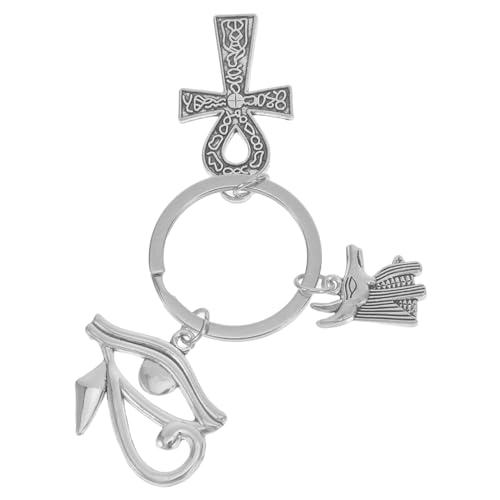 UKCOCO Altägyptischer Schmuck Schlüsselanhänger Mit Bösem Blick Teufelsauge Schlüsselanhänger Böser Blick Schlüsselanhänger Für Frauen Anubis-statue Taschenanhänger Zinklegierung Silver von UKCOCO