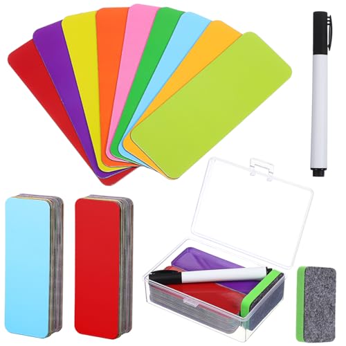UKCOCO Beschreibbare Magnetische Namensschilder Teiliges mit Stift und Bürste Wiederverwendbare Kühlschrankmagnet Aufkleber für Notizen Lebensmitteletiketten Büro und Klassenzimmer von UKCOCO
