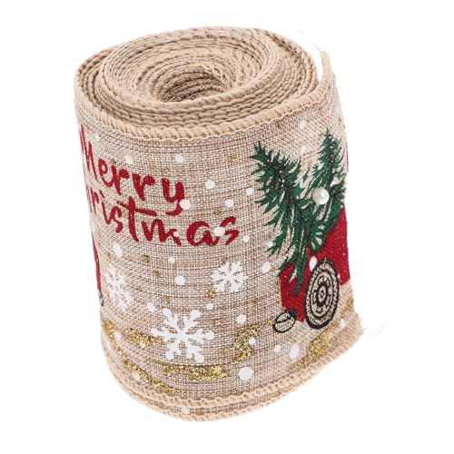 UKCOCO Breites Weihnachtsband mit Drahtkante Bedrucktes Imitat Leinen Geschenkband Formbares Schleifenband für Geschenkverpackung DIY Dekoration Naturfarben UKCOCO Breites Weihnachtsband mit Drahtkante Bedrucktes Imitat Leinen Geschenkband Formbares Schleifenband für Geschenkverpackung DIY Dekoration Naturfarben von UKCOCO