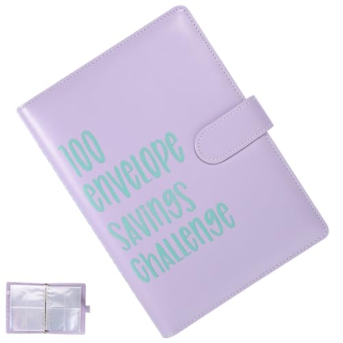 UKCOCO Budgetbuch Umschläge mit Selbstklebenden Etiketten PVC Leder Lose Wasser und Staubgeschützt Finanzplaner für Tage Sparchallenge Ringbuch Organizer von UKCOCO