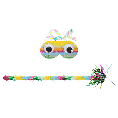 UKCOCO Bunte Pinata Spielset mit Augenmaske und Stick Partyspielzeug für Geburtstagsfeier Leicht Tragbar und Einfach zu Halten für Pinata Spiele und Karnevalsspiele von UKCOCO
