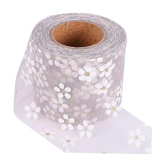UKCOCO DIY Mullband mit Kleinen Pflaumenblüten Bedrucktes Schmetterlings Mullband für Kopfschmuck und Kleidung Yards für Bastelprojekte von UKCOCO