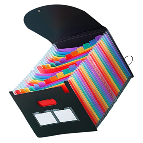 UKCOCO Expandable Lagiger Aktenordner mit Deckel Bunter Fächer Organizer für Dokumente Rechnungen Belege mit Griff Großer Stauraum für Büro und Schule von UKCOCO