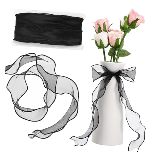 UKCOCO Goldgerandetes Meerjungfrauen Schneegarnband DIY Hochzeitsschleife Leichtes Langlebiges Dekoband für Geschenkverpackung Blumenarrangements Haaraccessoires und Festdeko von UKCOCO