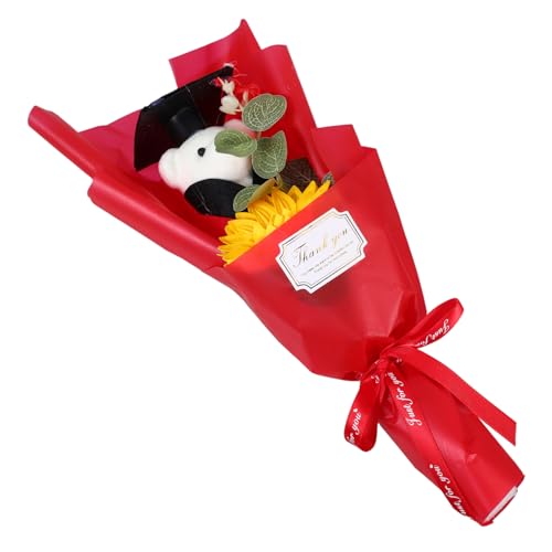 UKCOCO Graduation Plüsch Sonnenblumenbär Bouquet Mit Kappe Niedliche Abschluss -bärenblütenanordnung Für Die Klasse Von 2025 Abschlussfeier. von UKCOCO