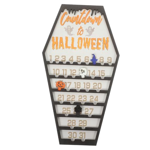 UKCOCO Halloween Countdown Kalender aus Holz Sargförmige Adventsd Dekoration Tischdeko für Halloween Langlebig für Festliche und von UKCOCO