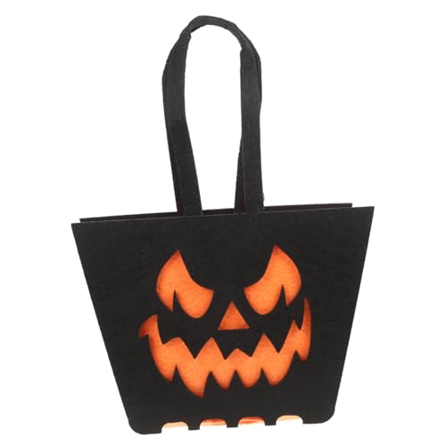 UKCOCO Halloween Süßigkeiten Wiederverwendbar Gewebtem Material Orangefarbene Teufelsgesicht Beutel für Halloween Party für Kekse und Lutscher Sicher von UKCOCO
