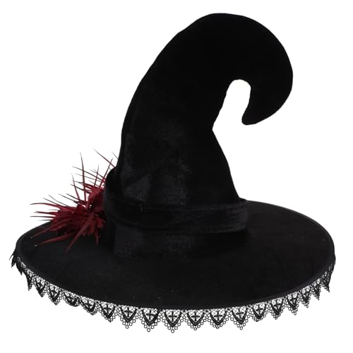 UKCOCO Hexenhut für Halloween Party Mottoparty Cosplay Zubehör Dunkelrotes Design Kreatives Accessoire für Aufführungen und Foto Requisiten Leicht und Unterhaltsam von UKCOCO