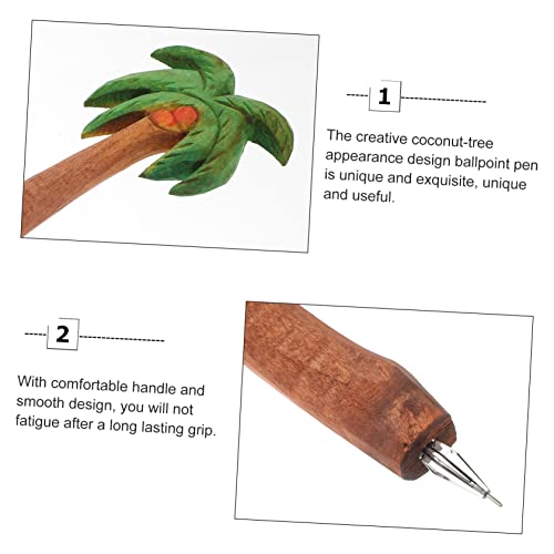 UKCOCO Holz Kugelschreiber mit Kokosnussbaum Design Nachhaltiger Holz Kugelschreiber Glattes Ergonomisch für Schule und Büro von UKCOCO