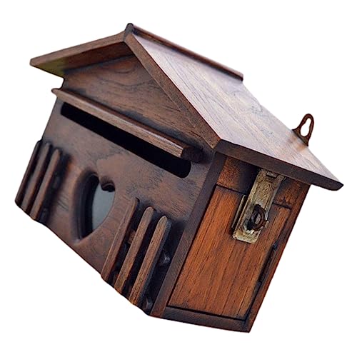 UKCOCO Holzbriefkasten Villa im Vintage Stil Wetterfeste Wandbriefbox mit Großem Fassungsvermögen Einfach zu Montierende Kreative Vorschlags und Briefkastenlösung von UKCOCO