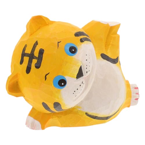 UKCOCO Holzhandwerk Dekoration Tiger Gartenskulpturen Heimskulptur Holzfiguren Tierdekoration Desktop Tierstatue Raumdekoration Schreibtisch Tierstatue Aus Holz von UKCOCO