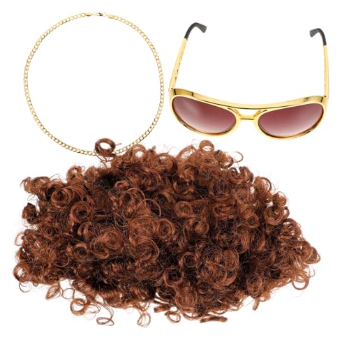 UKCOCO Jahre Disco Perücke und Sonnenbrille mit Goldkette Leichtes Herren Kostüm Zubehör für Party Cosplay Mottoparty und Halloween Authentisches Retro Rollenspiel Outfit UKCOCO Jahre Disco Perücke und Sonnenbrille mit Goldkette Leichtes Herren Kostüm Zubehör für Party Cosplay Mottoparty und Halloween Authentisches Retro Rollenspiel Outfit von UKCOCO