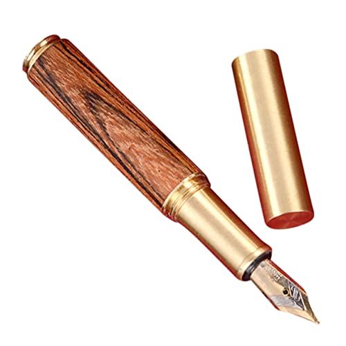 UKCOCO Kleine Vintage Füllfederhalter aus Messing Leichte Mini Tasche Füller mit Tigerholzgriff Glattes Tragbarer Schreibstift für Schüler UKCOCO Kleine Vintage Füllfederhalter aus Messing Leichte Mini Tasche Füller mit Tigerholzgriff Glattes Tragbarer Schreibstift für Schüler von UKCOCO