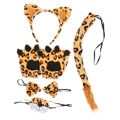 UKCOCO Leoparden Kostüm mit Stirnband Fliege und Nasenprop für Halloween Tier Cosplay Weiche Tierohren Haarreif mit Leopardenmuster Kuschelige Haaraccessoires für Karneval und Mottoparty UKCOCO Leoparden Kostüm mit Stirnband Fliege und Nasenprop für Halloween Tier Cosplay Weiche Tierohren Haarreif mit Leopardenmuster Kuschelige Haaraccessoires für Karneval und Mottoparty von UKCOCO