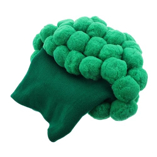 UKCOCO Lustige Brokkoli Strickmütze mit Großem Weicher Häkelhut für Herbst und Winter Witziges Gemüse Design Kuschelige Kopfbedeckung für Partys und Feierlichkeiten Vielseitiger Spaßhut von UKCOCO
