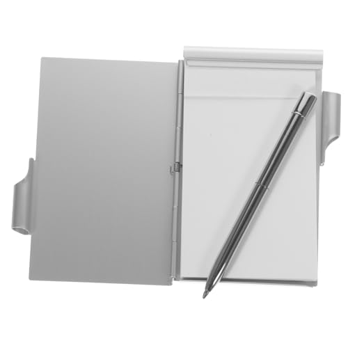 UKCOCO Mini Notizblock aus Metall mit Stift Kleines Notizbuch mit Langlebigen Innenseiten und Doppelspiralbindung Tragbares Abreißbares Taschen Notizpad für Schule und Büro Silberfarben von UKCOCO