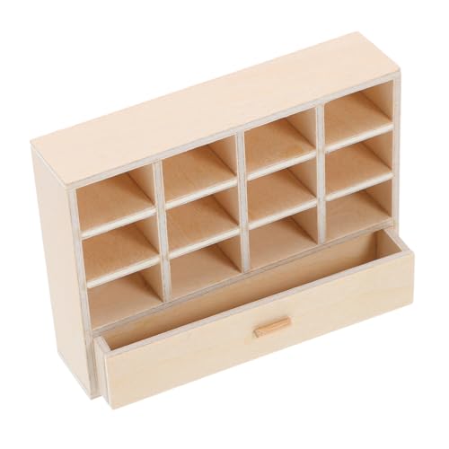 UKCOCO Miniatur Aufbewahrungsschrank aus Naturbelassenem Holz mit Schubladen Multifunktionales Puppenhaus Möbel für Wohnzimmer Miniaturen DIY Bemalbar Platzsparender Organizer für von UKCOCO