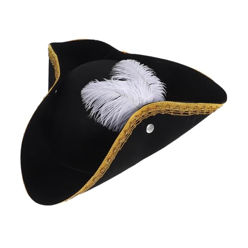 UKCOCO Piratenhut Cosplay-kappe Faschingshut Dekoration Karneval Partyhut Requisite Karnevalsmützen Partygeschenk Karnevalshutverzierung Männer Piratenkostümzubehör Vlies Black von UKCOCO