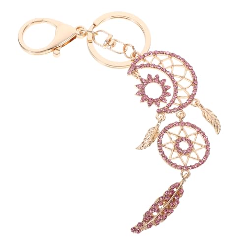 UKCOCO Schlüsselanhänger Diamond Moon Schlüsselbund Schlüsselanhänger Mit Handtaschenanhänger Quaste Auto Schlüsselanhänger Schlüsselbund Mit Diamant Zinklegierung Rosa von UKCOCO