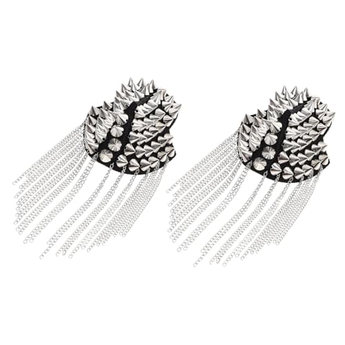 UKCOCO Schulterklappen Abzeichen mit Quaste und Kette Elegantes Design für Herren für Kostümpartys und Militäruniformen Silberfarbe Stilvolle Kleidung von UKCOCO