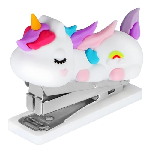 UKCOCO Süßer Mini Bürohefter Einhorn Design Handlicher und Leichter Tacker mit Starker Mechanik und Großer Kapazität für Schule Büro und Zuhause Schreibwaren für Schüler und Erwachsene UKCOCO Süßer Mini Bürohefter Einhorn Design Handlicher und Leichter Tacker mit Starker Mechanik und Großer Kapazität für Schule Büro und Zuhause Schreibwaren für Schüler und Erwachsene von UKCOCO