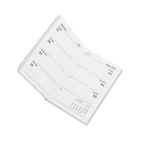 UKCOCO Tagesplaner Notizbuch Handlicher Wochenplaner mit Weichem Ledercover Haushaltsorganizer und Agenda Notizblock für Büro Zuhause und Unterwegs Cremefarbenes Streifendesign von UKCOCO