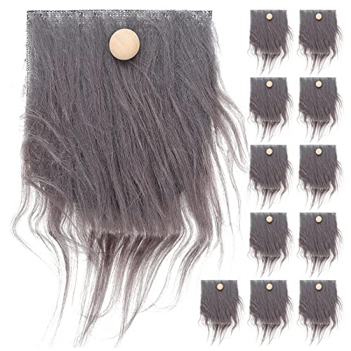 UKCOCO Vorgestanzter Zwergenbart: 12 Stück Kunstpelz Quadrate und Holzkugeln Set - 18 × 9CM Flannel Wichtelbart Zum Basteln Bart für Halloween Ostern DIY Basteln Nähen(Grau) von UKCOCO