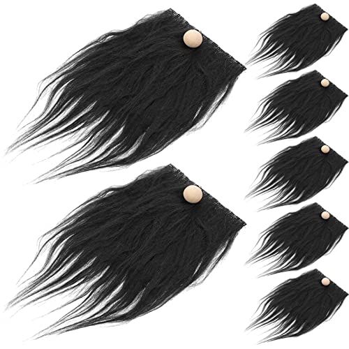 UKCOCO Vorgestanzter Zwergenbart: 12 Stück Kunstpelz Quadrate und Holzkugeln Set - 18 × 9CM Flannel Wichtelbart Zum Basteln Bart für Halloween Ostern DIY Basteln Nähen(Schwarz) von UKCOCO
