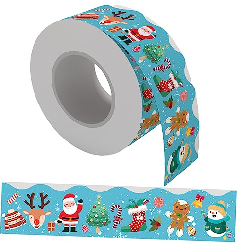 UKCOCO Weihnachtlicher Schwarze Tafel Rahmen Aufkleber Breit Selbstklebend Abwischbar Dekorative Bulletin Board Border für Weihnachtsdeko und Klassenzimmergestaltung von UKCOCO