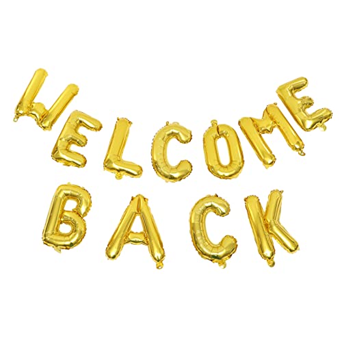 UKCOCO Welcome Back Buchstaben Folienballons Goldene Party Dekoration für Schul und Wiedersehensfeier Kreative Wanddeko für Indoor und Outdoor für Büro und Familienfeiern von UKCOCO